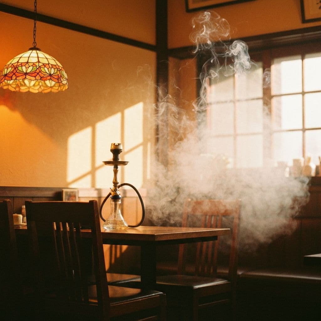 シーシャの煙が漂う、レトロな喫茶店風の空間